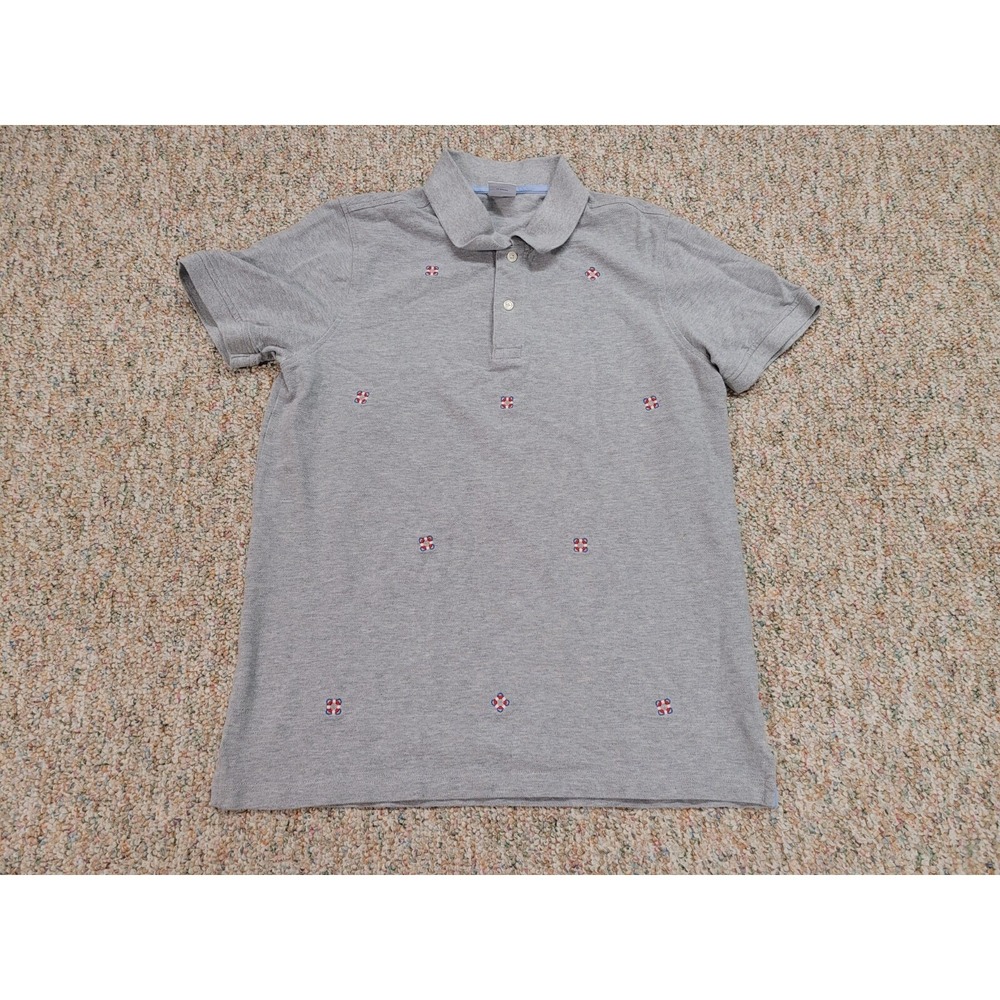 Brooks Brothers Polo Mens Large Gray Slim Fit Embroidered Nautical Lifebuoy 1818